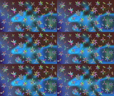 Raster deseni. Yumuşak, mavi renkte yaz çiçekleri. Küçük çiçekteki sevimli çiçek deseni. Raster illüstrasyonu.