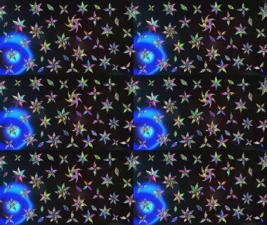 Raster illüstrasyonu. Düz Çiçek Elementleri Tasarımı. Chichi 'nin kumaş kalıbını çiz. Çiçek deseni. Renkli Bahar Teması çizim şablonu.