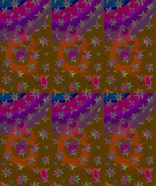 Kahverengi renkli çiçek desenli eskiz, el yapımı papatyalar, papatyalar. Tekrar eden çiçek arkaplanı, zarif kahverengi çiçek duvar kağıdı..