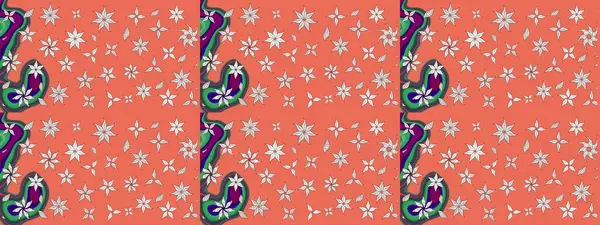 Çiçekli güzel suluboya desen. Raster illüstrasyonu. Turuncu renklerde.