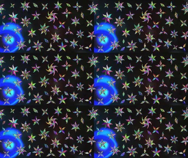 Raster illüstrasyonu. Düz Çiçek Elementleri Tasarımı. Chichi 'nin kumaş kalıbını çiz. Çiçek deseni. Renkli Bahar Teması çizim şablonu.