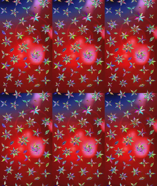 Kırmızı renkte çiçekler. Çiçekli karalama şeklinde Raster çiçek deseni. Nazikçe, güzel çiçek arkaplanı..