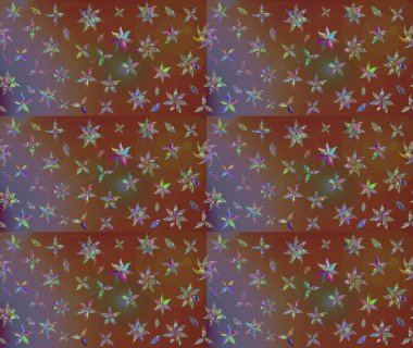 Sevimli çiçek raster deseni. Düz Çiçek Elementleri Tasarımı. Renkli Bahar Teması eskiz kalıbı. Kahverengi renkte çiçekler.