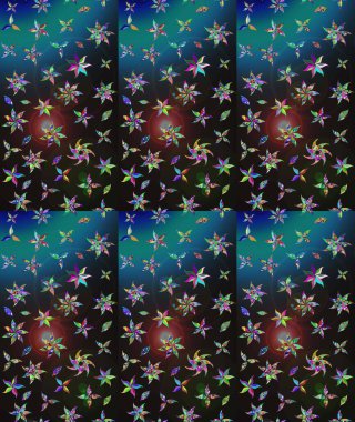 Renkli Bahar Teması eskiz kalıbı. Raster illüstrasyonu. Düz Çiçek Elementleri Tasarımı. Şirin çiçek elementleri. Çizim deseni Modaya uygun kumaş deseni.