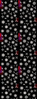 Yapraklı çiçekler ve papatya çiçekli siyah renkte papatyalar. Eskiz arkaplan modeli. Raster - stok.