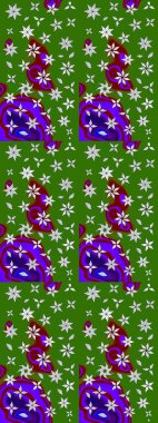 Miles Fleur, süslü püslü bir süs. Raster illüstrasyonu. Eskiz geçmişi. Kumaş, tekstil, duvar kağıdı baskısı için. Tomurcukları papatya çiçekleri olan sevimli bir çiçek deseni. Antika retro tarzı.