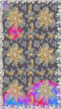 Doğulu stil, altın elementli gri renkli altın desenli arabesk yapar. Kusursuz kıvırcık saçlar. Raster altın desen.