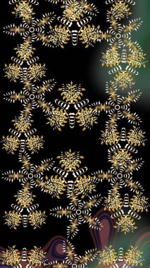 Nakış desenli çiçek deseni. Parmak izi, kumaş, duvar kâğıdı, tekstil için raster dokusu. Renkli grunge, koyu renkli çiçeklerle soyut arkaplanı zenginleştirir.