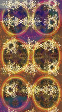 Tekstil için Lacy Fashion Print. Mandalas 'ın dekoratif dokusu. Raster illüstrasyonu. Kumaş veya Duvar Kağıdı Tasarımı. Lace Snowflakes 'in etnik kökü. Folk Style. Şekillendirilmiş Çiçekler.