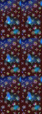 Raster illüstrasyonundaki çiçek desenli çizim. Kahverengi renkli çiçekler. Renkli Bahar Teması eskiz kalıbı. Düz Çiçek Elementleri Tasarımı.