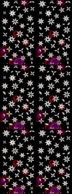 Çiçekli karalama şeklinde Raster çiçek deseni. Siyah renkli çiçekler. Yumuşak, bahar çiçekli arka plan.