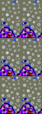 Eskiz modeli etnik tasarım. Yatak çarşafları, ceket, paket tasarımı, kumaş ve moda kavramları için tekstil baskısı. Çiçekleri, deniz kabukları, mandalaları ve suluboya efektleri olan deniz altyapısı.