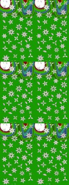 Yeşil renkli etnik çiçeklerle süslenmiş zarif bir eskiz şekli. Raster Çiçek İllüstrasyonu güzel tekstil..