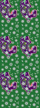 Nazikçe, güzel çiçek arkaplanı. Çiçekli karalama şeklinde Raster çiçek deseni. Yeşil renkte çiçekler.