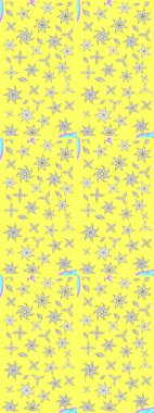 Küçük sarı çiçeklerle oldukça eski bir besin torbası deseni. Tekstil, kumaş, kapaklar, duvar kağıtları, baskı, paket, koleksiyon defteri, örgü, dekupaj için çiçek arkaplanı..