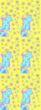 Asya tekstil tarzında. Sarı renkli çiçekler. Raster illüstrasyonu. Raster illüstrasyonu. Çiçek desenini çiz.