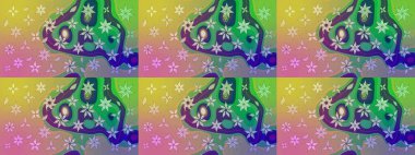 Raster illüstrasyonundaki çiçek desenli çizim. Yeşil renklerde. Güzel kumaş deseni. Raster illüstrasyonu.