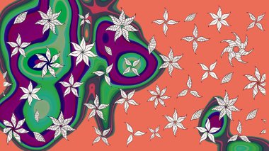 Raster çiçek desenleri çiziyor. Vadinin turuncu renkli çiçekleri.