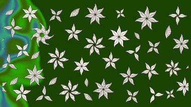 Çiçekli karalama şeklinde Raster çiçek deseni. Yeşil renkli çiçekler. Nazik, narin çiçek arkaplanı.
