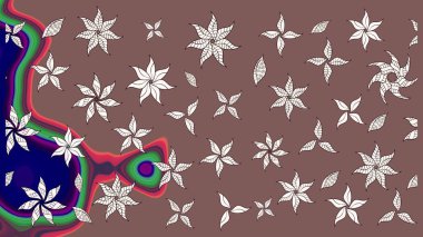 Kumaş desenli papatya çiçeği detayı. Kahverengi renkte çiçekler.