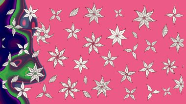 Modern, pembe raster arka plan duvar kağıdı çizimi, klasik çizgili desenli desenli çiçekler, çiçekli süsler. Çiçekli el çizimi çizimi deseni.