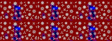 Çiçek ve yapraklı çiçek deseni. Küçük çiçekli şirin bir desen. Raster illüstrasyonu.