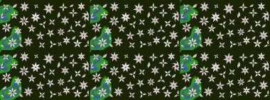 Raster Illustrasyon 'daki Çiçek Deseni' nin son moda çizimi. Gri renkli çiçekler. Renkli Yaz Temalı eskiz kalıbı. Düz Çiçek Elementleri Tasarımı.