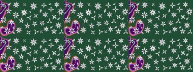 Soyut çiçek çizim kalıbı arka planı. Küçük çiçekteki sevimli çiçek deseni. Raster illüstrasyonu. Yeşil renklerde. Raster deseni.