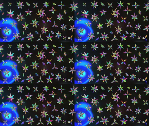 Raster illüstrasyonu. Düz Çiçek Elementleri Tasarımı. Chichi 'nin kumaş kalıbını çiz. Çiçek deseni. Renkli Bahar Teması çizim şablonu.