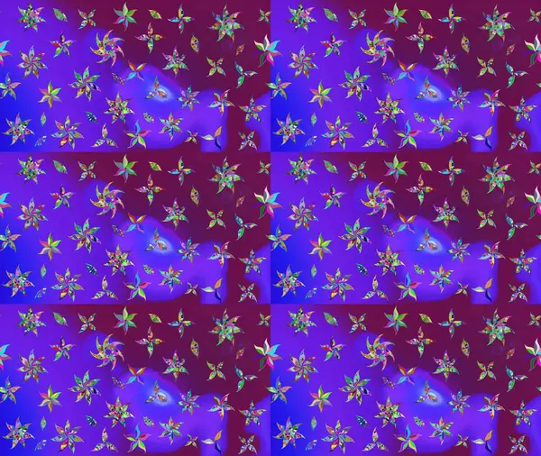 Klasik çiçek tasarımı elementleri. Mor kıvırcık çiçekler mor renkte şekillenir. Raster illüstrasyonu.