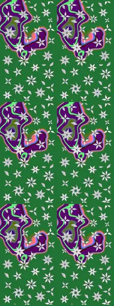 Nazikçe, güzel çiçek arkaplanı. Çiçekli karalama şeklinde Raster çiçek deseni. Yeşil renkte çiçekler.