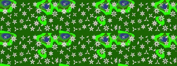 Çiçekli karalama şeklinde Raster çiçek deseni. Yumuşak, yeşil renkli bahar çiçekleri. Raster illüstrasyonu.