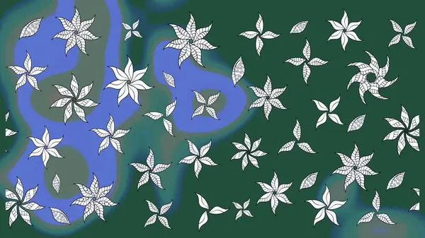 Çiçek ve yapraklı çiçek deseni. Küçük çiçekli şirin bir desen. Raster illüstrasyonu.