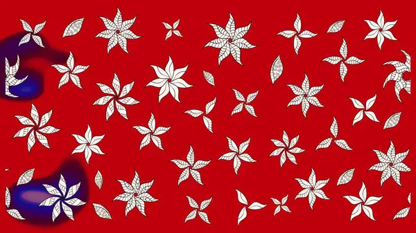 Parlak renkli çiçekli ve kırmızı yapraklı harika bir çiçek deseni. Modern çiçek arkaplanı. Moda baskıları için zarif bir şablon. Halk stili.