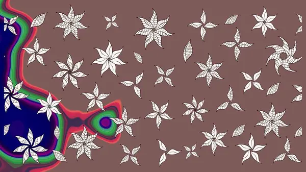 Kumaş desenli papatya çiçeği detayı. Kahverengi renkte çiçekler.