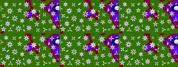 Şirin çiçekler. Çizgi çizimi kalıbı. Raster Moda kumaş deseni.