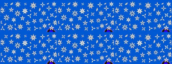 Elle çizilmiş çiçek desenli Raster çizimi. Tekstil, kumaş, ambalaj, hatıra defteri için hoş bir çiçek arkaplanı. Çocuksu tasarım. Mavi arkaplanda.