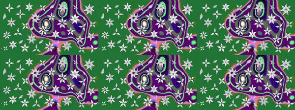 Yeşil renkli çiçekler. Gömlek, arka plan modelini çiz. Tropik çiçekler.