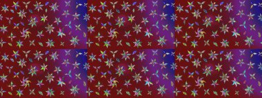 Raster illüstrasyonu. Çiçekli karalama şeklinde Raster çiçek deseni. Kibarca, bahar çiçekleri kırmızı renklerde.