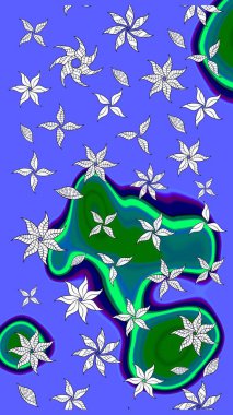 Mavi renkli çiçekler. Düz Çiçek Elementleri Tasarımı. Güzel çiçek deseni. Renkli Bahar Teması çizim şablonu.