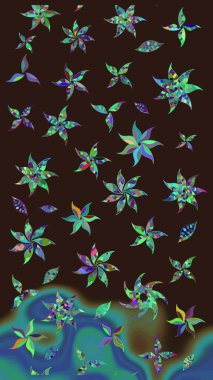 Raster illüstrasyonu. Küçük çiçekteki sevimli çiçek deseni. Güzel karalamalı çiçek desenli çizim. Güzel kumaş deseni.