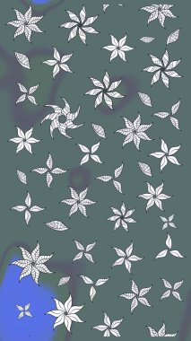 Düz Çiçek Elementleri Tasarımı. Raster illüstrasyonu. Şirin çiçek elementleri. Renkli Bahar Teması eskiz kalıbı. Çizim deseni Modaya uygun kumaş deseni.