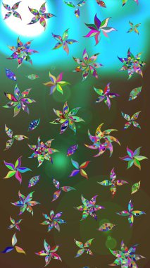 Düz Çiçek Elementleri Tasarımı. Sketch Colour Spring Theme eskiz kalıbı. Yeşil renkli çiçekler. Sevimli çiçek raster deseni.