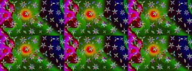 Çiçekli karalama şeklinde Raster çiçek deseni. Yeşil renkli çiçekler. Yumuşak, bahar çiçekli arka plan.