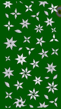 Kumaş desenli papatya çiçeği detayı. Yeşil renkte çiçekler.