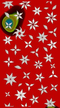 Raster illüstrasyonu. Kırmızı renkte karalamalı çiçek deseni çiz.