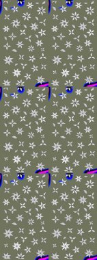 Raster düz çiçek çizim deseni. Hediye ambalaj kağıdı, tebrik kartları, posterler ve pankart tasarımı. Yeşil renkte çiçekler.