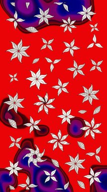 Kabile sanatı boho baskısı, klasik çiçek arkaplanı. Soyut etnik raster çizim kalıbı. Arkaplan dokusu, duvar kağıdı, kırmızı renkli çiçek teması.