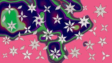 Pembe renklerde. Raster deseni. Küçük çiçekteki sevimli çiçek deseni. Raster illüstrasyonu. Soyut çiçek çizim kalıbı arkaplanı.