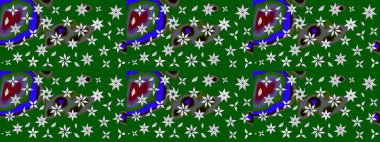 Çiçek desenli eskiz, yaz çiçekleri. Düz Çiçek Elementleri Tasarımı. Renkli Bahar Teması eskiz kalıbı. Yeşil renkte çiçekler.